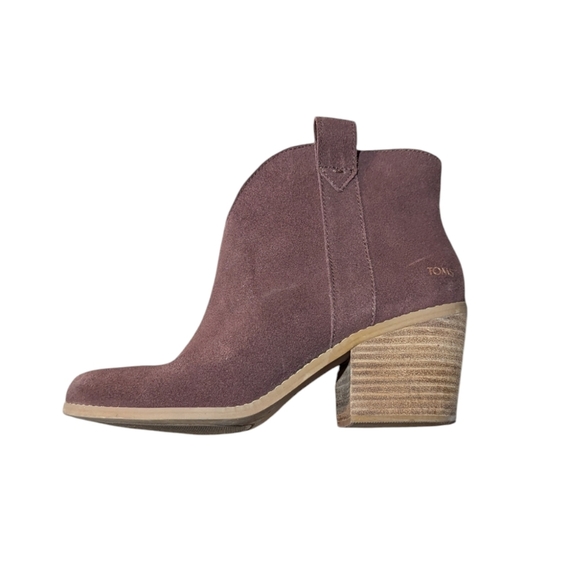 EUC Toms Constance Heeled Boot Chestnut Brown Suede size 8 Western Boho - Picture 2 of 8